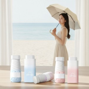 플랜디 5단 미니 양산 우산 초경량 휴대용 접이식 자외선 차단 기능